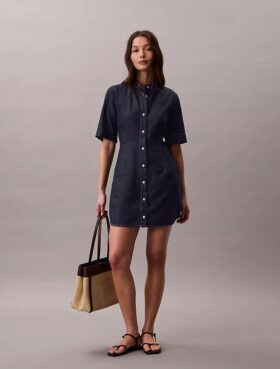 Kurzärmeliges Denim-Kleid
