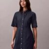 Kurzärmeliges Denim-Kleid Kurzärmeliges Denim-Kleid