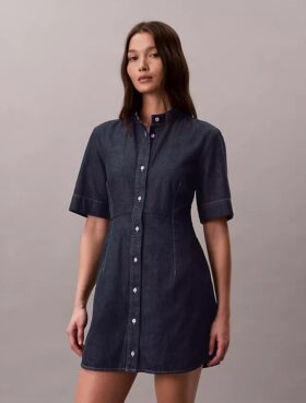 Kurzärmeliges Denim-Kleid