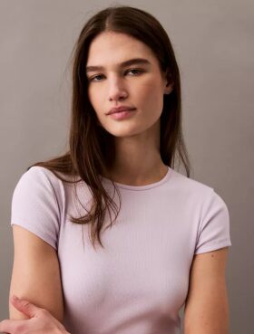 Kurzärmeliges T-Shirt aus Cotton Stretch-Rippstoff