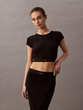 Kurzärmeliges T-Shirt aus Cotton Stretch-Rippstoff