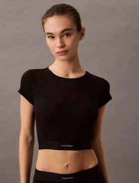 Kurzärmeliges T-Shirt aus Cotton Stretch-Rippstoff