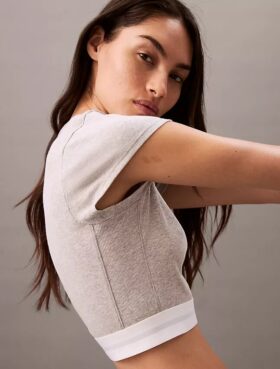 Kurzärmeliges T-Shirt aus Cotton Stretch-Rippstoff