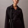 Langer Trenchcoat aus Wolltwill-Mischung