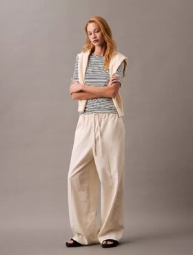Leinen-Baumwoll-Hose mit Kordelzug Leinen-Baumwoll-Hose mit Kordelzug