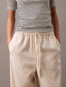Leinen-Baumwoll-Hose mit Kordelzug Leinen-Baumwoll-Hose mit Kordelzug