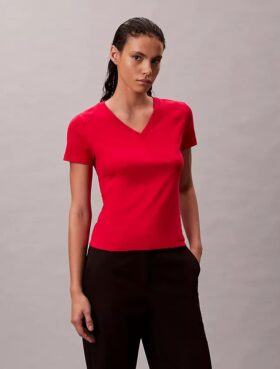 Liquid Cotton T-Shirt mit V-Ausschnitt und lockerer Passform
