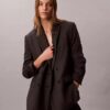 Locker sitzender Blazer aus Wollmischung mit Hahnentrittmuster