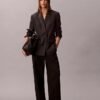 Locker sitzender Blazer aus Wollmischung mit Hahnentrittmuster