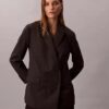 Locker sitzender Blazer aus Wollmischung mit Hahnentrittmuster