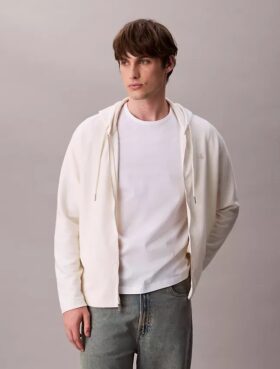 Locker sitzender Hoodie aus Baumwollmischung mit Bouclé-Struktur