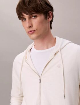 Locker sitzender Hoodie aus Baumwollmischung mit Bouclé-Struktur
