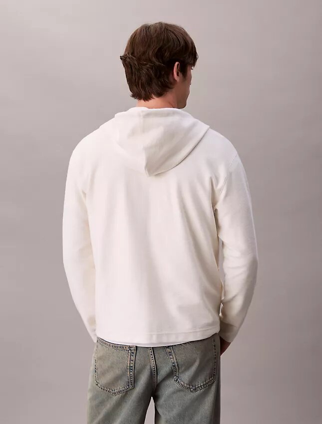 Locker sitzender Hoodie aus Baumwollmischung mit Bouclé-Struktur Locker sitzender Hoodie aus Baumwollmischung mit Bouclé-Struktur