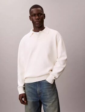 Locker sitzender Polo-Pullover aus Baumwolle