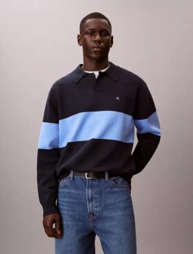 Locker sitzender Polo-Pullover aus Baumwolle