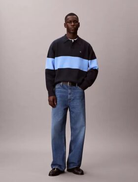 Locker sitzender Polo-Pullover aus Baumwolle
