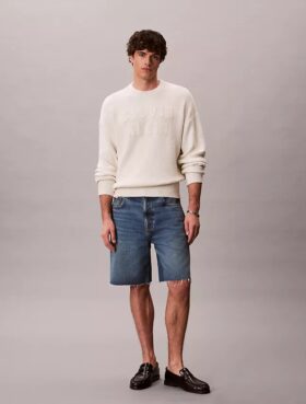 Locker sitzender Pullover mit Varsity-Logo-Grafik