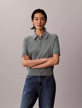 Locker sitzender Strick-Polo-Pullover Locker sitzender Strick-Polo-Pullover