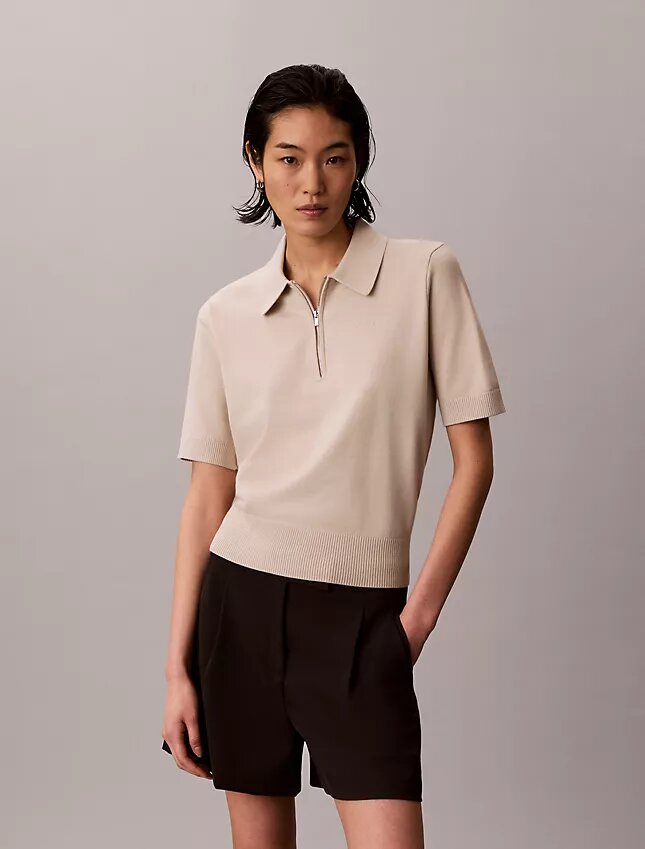 Locker sitzender Strick-Polo-Pullover Locker sitzender Strick-Polo-Pullover