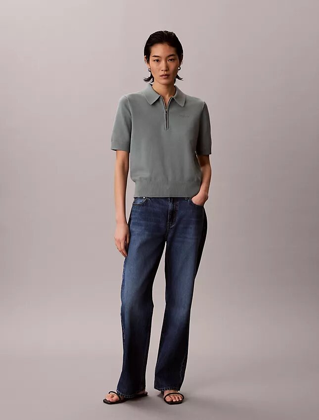 Locker sitzender Strick-Polo-Pullover Locker sitzender Strick-Polo-Pullover