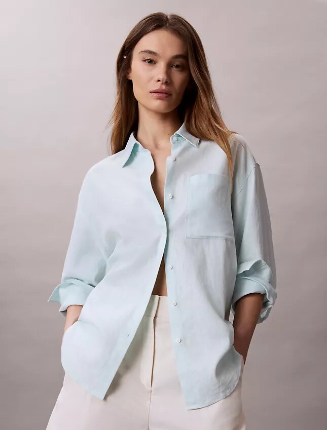 Locker sitzendes Button-Down-Hemd aus Leinenmischung Locker sitzendes Button-Down-Hemd aus Leinenmischung