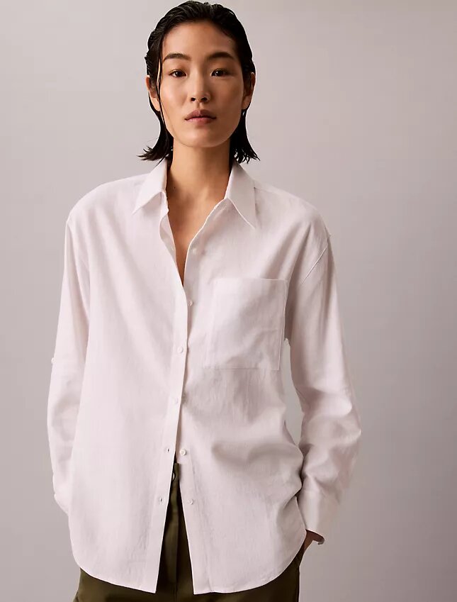 Locker sitzendes Button-Down-Hemd aus Leinenmischung Locker sitzendes Button-Down-Hemd aus Leinenmischung