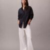 Locker sitzendes Button-Down-Hemd aus Leinenmischung
