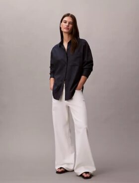 Locker sitzendes Button-Down-Hemd aus Leinenmischung