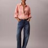 Locker sitzendes Button-Down-Hemd aus Leinenmischung