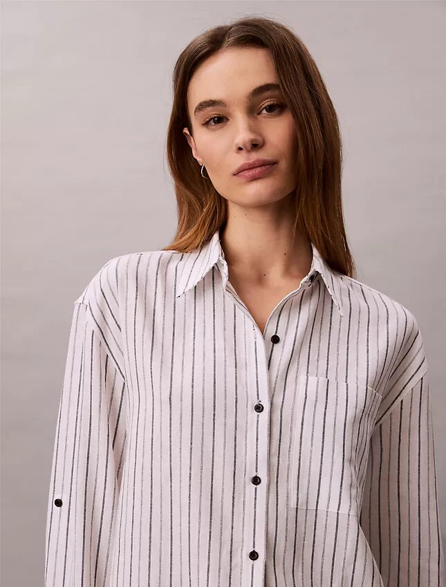 Locker sitzendes Button-Down-Hemd aus Leinenmischung Locker sitzendes Button-Down-Hemd aus Leinenmischung