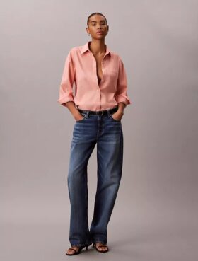 Locker sitzendes Button-Down-Hemd aus Leinenmischung