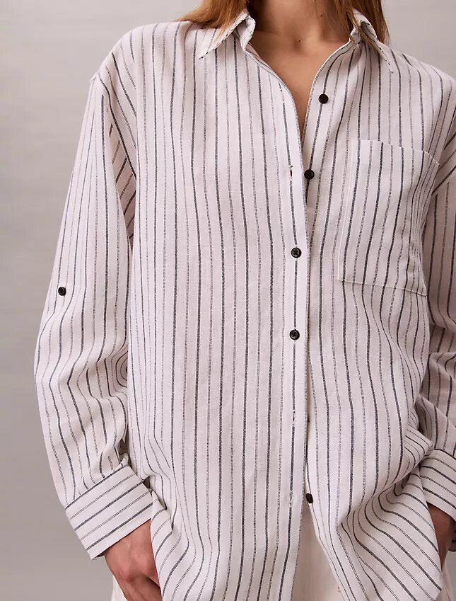 Locker sitzendes Button-Down-Hemd aus Leinenmischung Locker sitzendes Button-Down-Hemd aus Leinenmischung