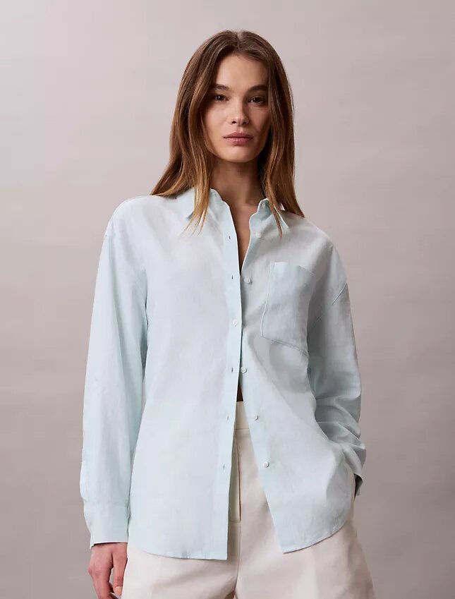 Locker sitzendes Button-Down-Hemd aus Leinenmischung Locker sitzendes Button-Down-Hemd aus Leinenmischung