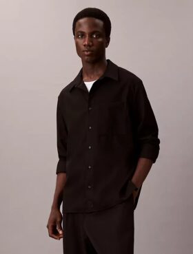 Locker sitzendes Button-Down-Hemd aus Wollmischung