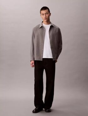Locker sitzendes Button-Down-Hemd aus Wollmischung