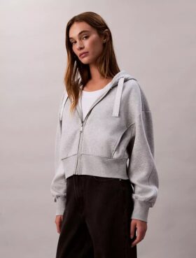 Logo-Band-Fleece-Hoodie mit Reißverschluss