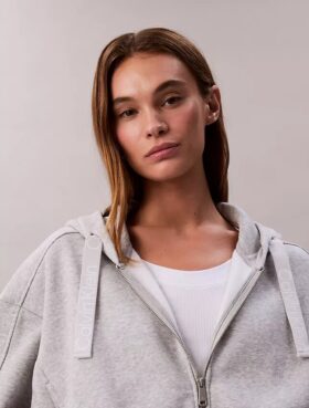 Logo-Band-Fleece-Hoodie mit Reißverschluss