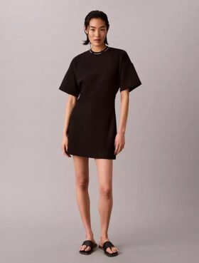 Logo-Ripp-Interlock-T-Shirt-Kleid