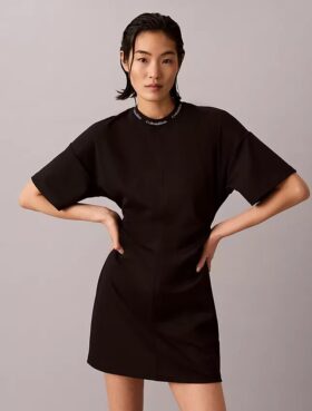 Logo-Ripp-Interlock-T-Shirt-Kleid