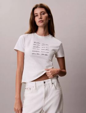 Logo-Schriftzug-Grafik Slim-Fit-T-Shirt