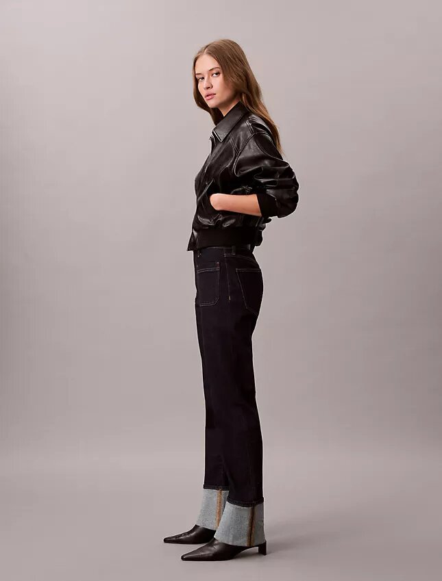 Lässige Straight-Jeans mit Umschlag Lässige Straight-Jeans mit Umschlag
