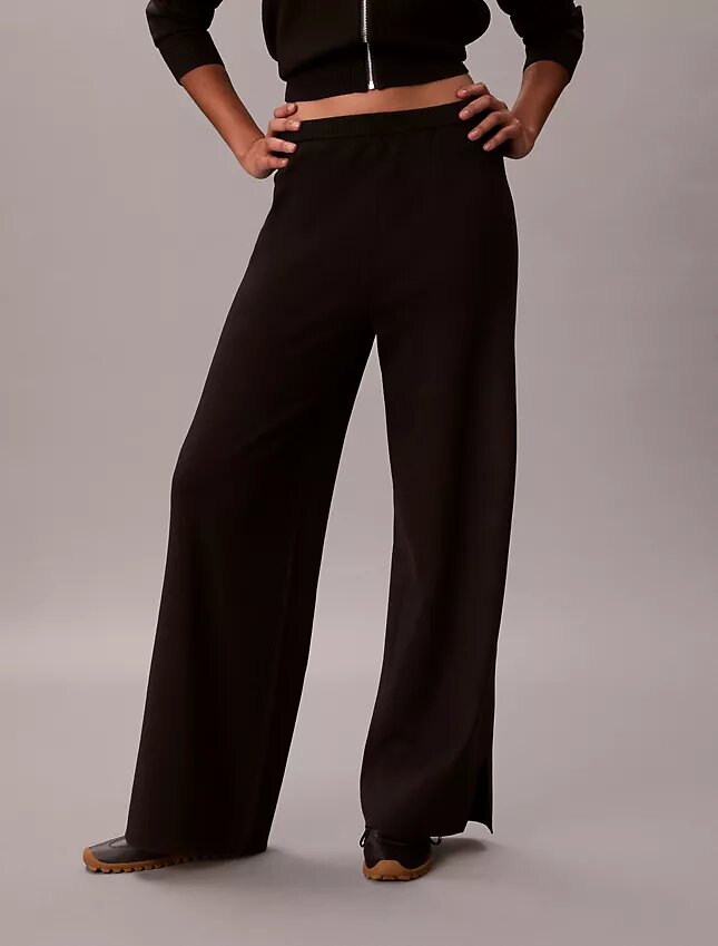 Lässige Strickhose mit weitem Bein Lässige Strickhose mit weitem Bein