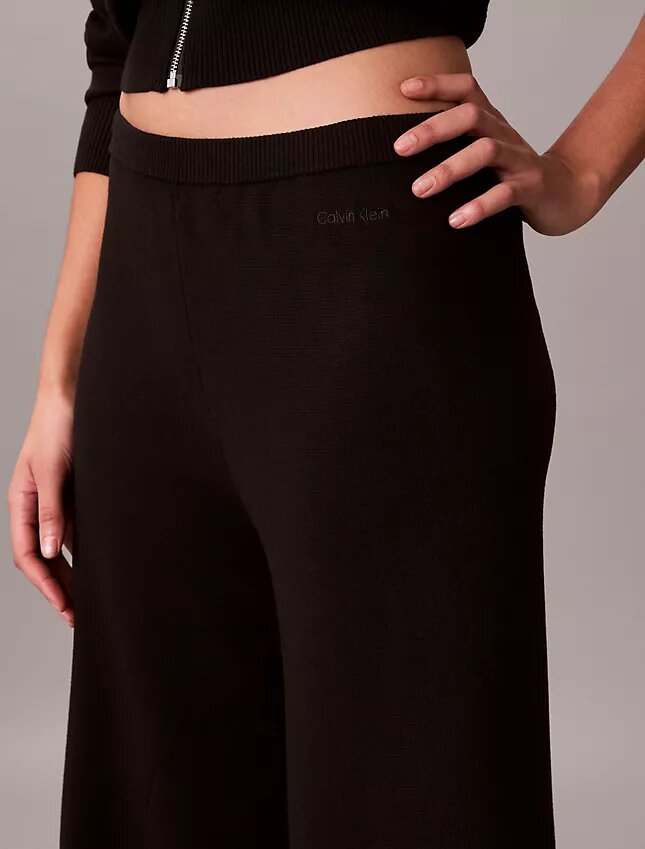 Lässige Strickhose mit weitem Bein Lässige Strickhose mit weitem Bein