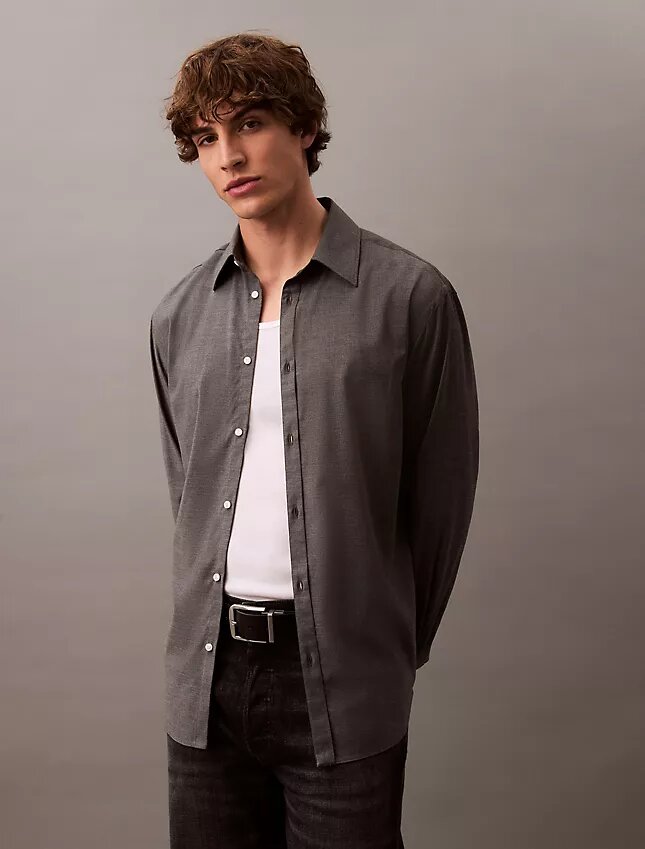 Lässiges Button-Down-Hemd aus Wollmischung Lässiges Button-Down-Hemd aus Wollmischung