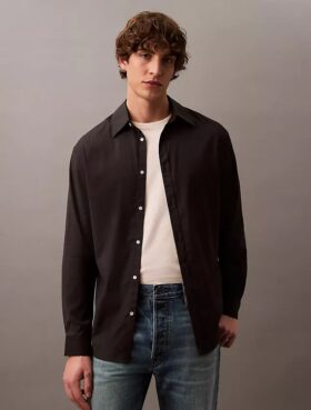 Lässiges Button-Down-Hemd aus Wollmischung