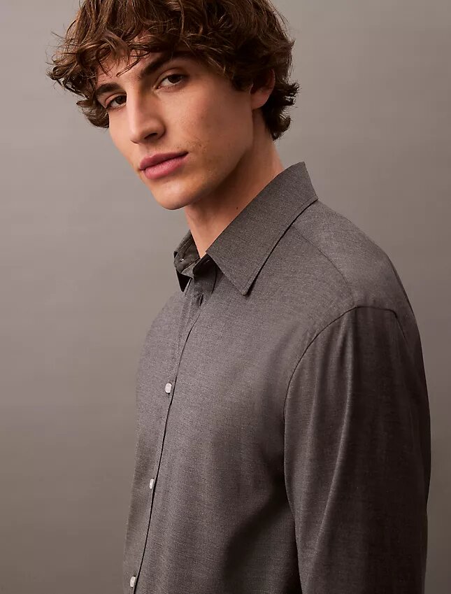 Lässiges Button-Down-Hemd aus Wollmischung Lässiges Button-Down-Hemd aus Wollmischung