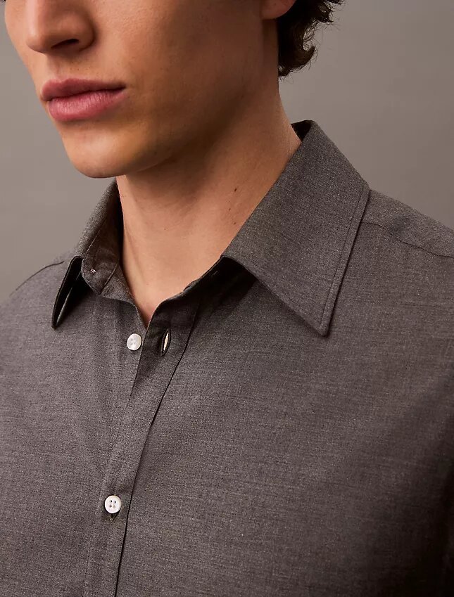 Lässiges Button-Down-Hemd aus Wollmischung Lässiges Button-Down-Hemd aus Wollmischung
