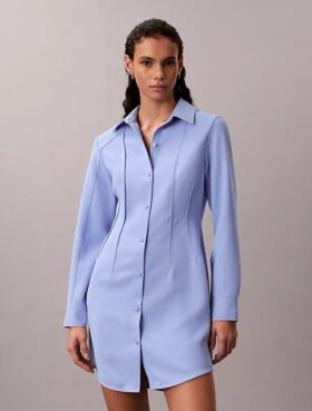 Lässiges Mini-Hemd-Kleid aus Twill