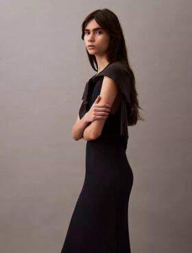 Maxikleid aus Viskose-Rippstrick