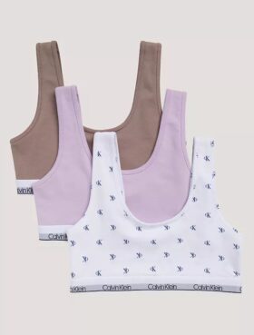 Mädchen-Bralette aus Cotton Stretch, 3er-Pack, Unlined